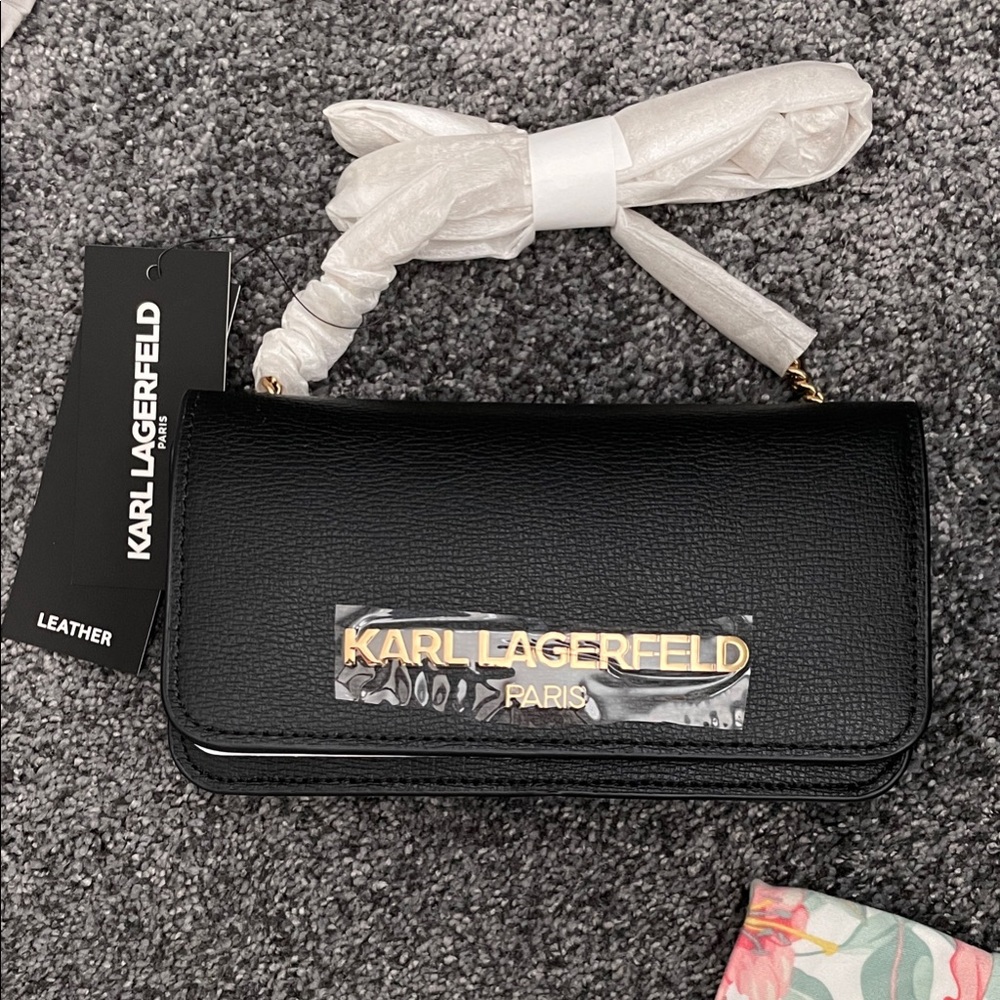 Karl Lagerfeld Black Leather Clutch